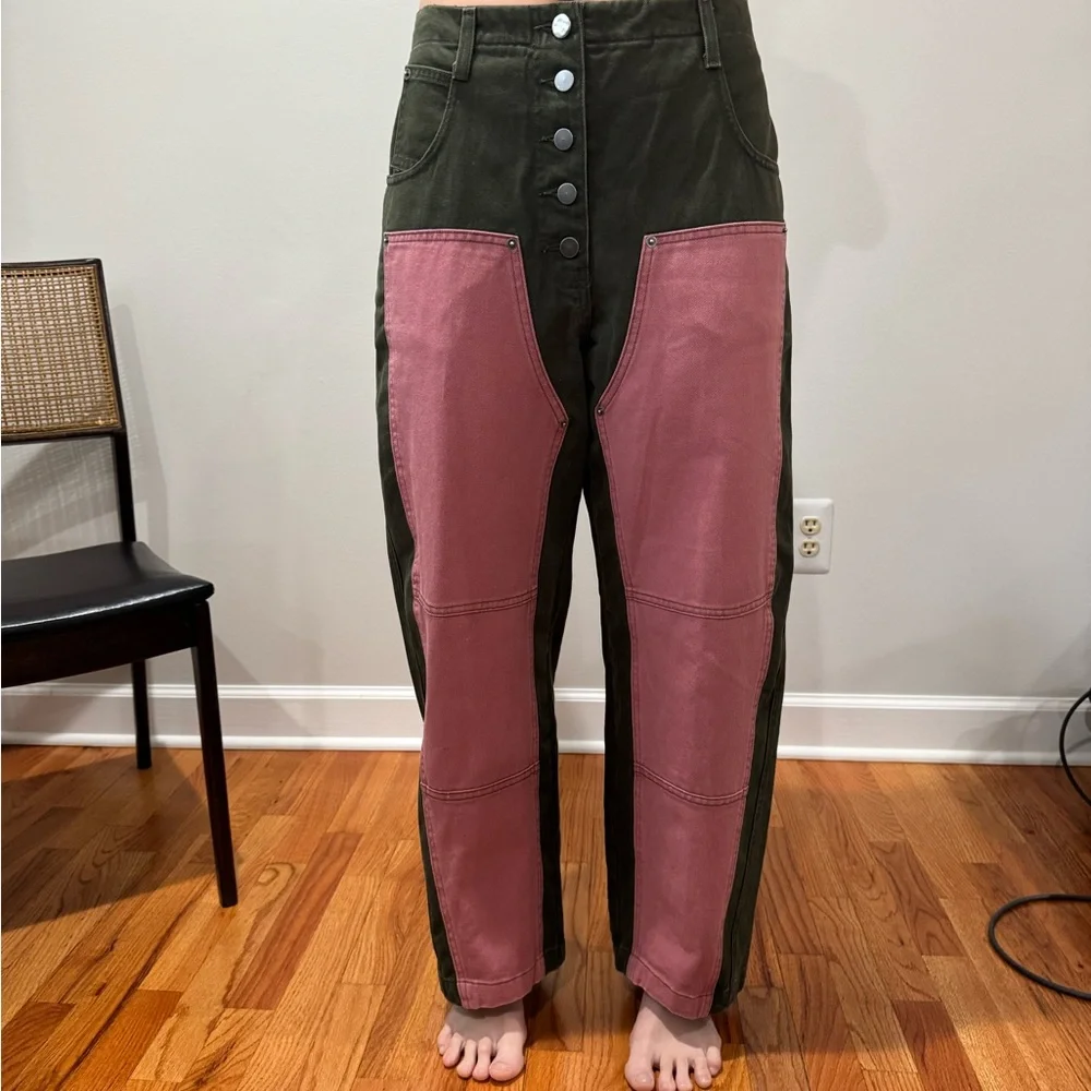 Rachel Comey Olive and Pink Handy Jeans - Picture 2 of 6